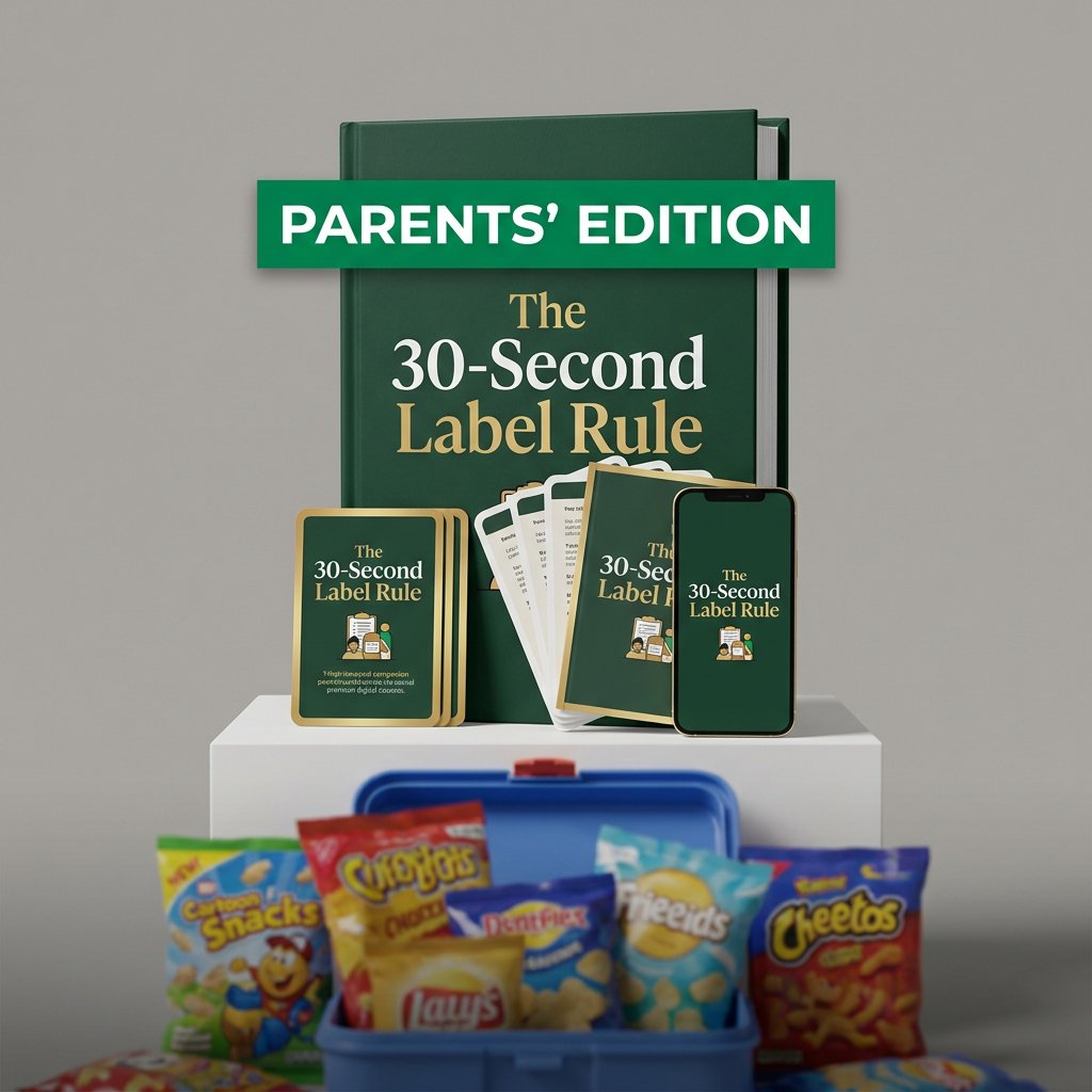 Cover of The 30-Second Label Rule Parents Edition, a free pharmacist-designed guide for the children's aisles